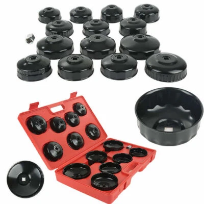 TOPOLENASHOP KIT 15 PEZZI CHIAVI CHIAVE A TAZZA PER FILTRO OLIO UNIVERSALE CHROME VANADIUM