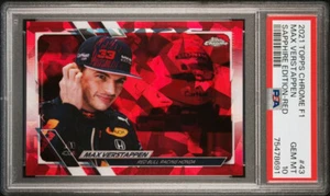 Topps Cromo Zafiro Fórmula 1 🔥 MAX VERSTAPPEN Rojo /5 🔥 PSA 10 GEMA COMO NUEVO - Imagen 1 de 2