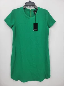 Adrienne Vittadini Dress Womens 8 Kelly Green Short Sleeve Round Hem Y2K Retro - Picture 1 of 9