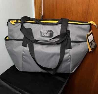 Caterpillar CAT Equipment Insulated Grey/Black Foldable Shopper Zip Tote 15”x22” - Image 1 of 4