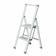 WENKO Alu-Design Klapptrittleiter 2-stufig Weiß Haushaltsleiter unbenutzt B-Ware