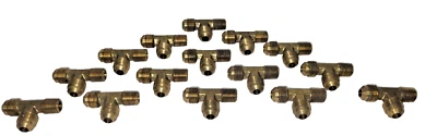Qty 15 Midland #10348 Brass Run Tee, 5/16 Flare M x 1/4 NPTF M x 5/16 Flare M - Image 1 of 4