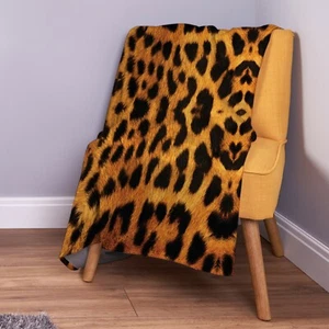 Real Leopard Print Design Soft Fleece Throw Blanket - Picture 1 of 2