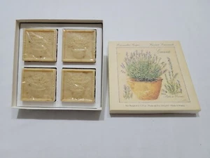 VINTAGE LARCOS SAVON 4 BAR SET BOXED LAVENDER SOAPS 5.25 OZ EACH MADE IN FRANCE - Picture 1 of 5