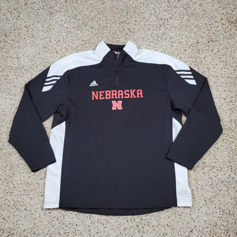 Nebraska Cornhuskers Shirt Men Extra Large Black Quarter Zip Football Adidas A1 Cover