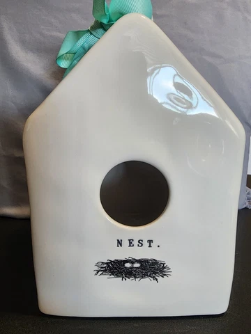 Rae Dunn 2017 Ceramic Birdhouse NEST Green Bow Artisan Collection by Magenta Cover