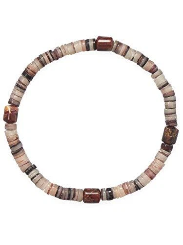 Mens Stretch Bracelet with Shell Heishi and Varied Color Jasper - Image 1 of 1