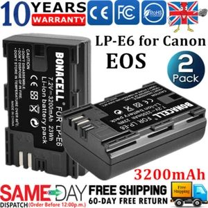 2x 3200mAh LP-E6 Battery for Canon EOS 5D Mark II III 6D 7D 60D 70D 80D Camera - Picture 1 of 10