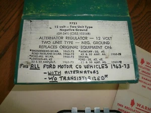 1963 - 73 Ford  Alternator Regulator 12 Volt Neg Ground C3SZ-103168 7721 NORS - Picture 1 of 3