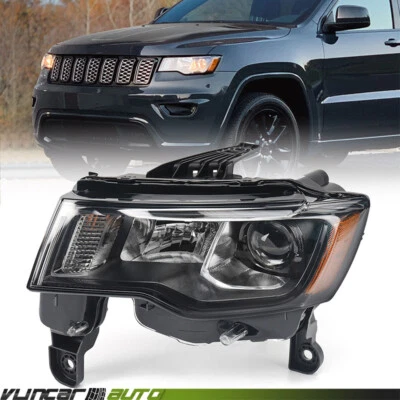 Driver Halogen Headlight For 2017-2021 Jeep Grand Cherokee Black Headlamp Left - Image 1 of 4