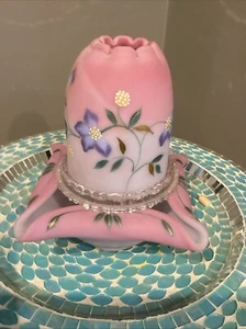 Fenton 3 Piece Blue Burmese Fairy Lamp Limited Edition Signed And Numbered - Picture 1 of 12