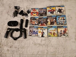 PLAYSTATION MOVE MOTION CONTROLLERS & EYE CAMERA Racing Wheel 12 Game Lot PS3 - Picture 1 of 21