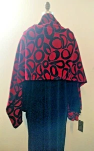 Adini Velour Red and Black Circle Printed Shawl/Wrap - Picture 1 of 6
