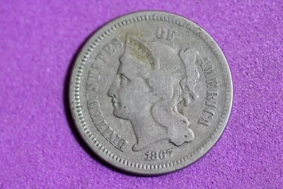 ESTATE FIND 1867 Three Cent Nickel #M14735 - Image 1 of 2