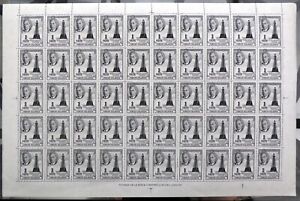 BRITISH VIRGIN ISLANDS 1952 - 1d G.VI SG136 Complete Sheet of 50 U/M DX22