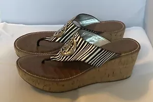 SAM EDELMAN Ruth Zebra Cork Wedge Sandals Sz 10M. - Picture 1 of 4