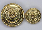 Pair of 2 Gold Waterbury Blazer Shank Buttons Navy Anchor Eagle Replacement