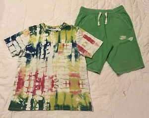 Youth XL 14-16 Green Tie Dye Wonder Nation Shorts Outfit - Picture 1 of 9