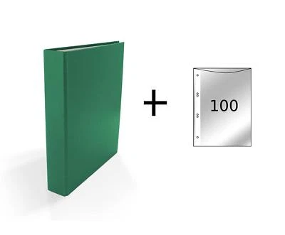 LIVEPAC OFFICE Ringbuch / DIN A5 / 4-Ring Ordner / Farbe: grün + 100 Prospekthüllen