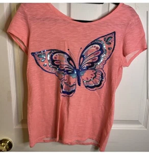 Justice Pink Butterfly Shirt Size 18 - Picture 1 of 1