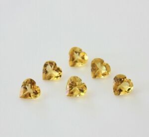 6 Pcs Wholesale Lot Natural Citrine Gemstone 3.00 Cts Heart Faceted 6x6x3 mm