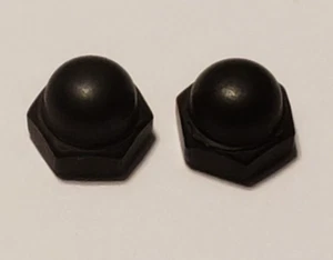 SET OF 2 BLACK FINISH CANOPY CAP NUTS 8/32F TAP LAMP PART NEW 20709BKJB - Picture 1 of 3