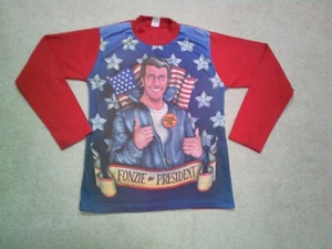 Vintage Rob Roy Fonzie For President Pajama Shirt Red 70s The Fonz XL - Picture 1 of 6