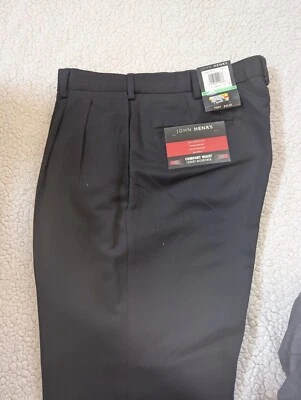 John Henry Men's Pants Slacks Sz 34/29 Pleated Front NAVY COMFORT WAIST LUXURY - Image 1 of 4