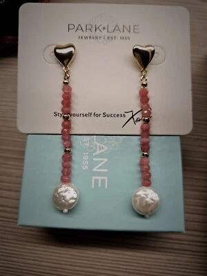 Park Lane Pixie серьги розовый розовый кварц и жемчуг подвеской Post новый с Ярлыками - Изображение 1 из 4