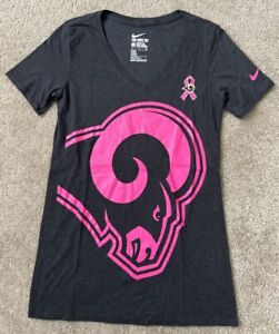 NFL Nike Los Angeles Rams Dri-Fit Touch T-Shirt Gray Pink Top Women’s Size Small