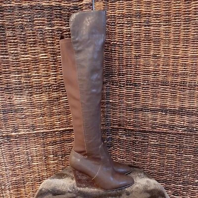 Free People Charles David Riding Boots 6 Brown Edie Leather Knee High Western - Image 1 of 4