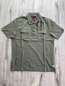 Fresh Brand Co Casual Shirt Knit Army Olive Green Safari Mens Size XL Cotton - Picture 1 of 15