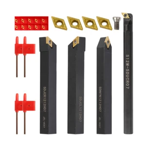 4Pcs Turning Tooling Bit 1/2" Holder Set+10Pcs Lathe Indexable Carbide Insert - Picture 1 of 6