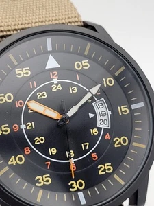 Reloj Negro Buzos 44mm Caqui Correa OTAN Ejército Militar 50mWR Garantía - Imagen 1 de 12