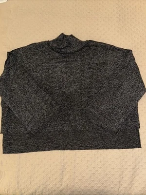 Женский свитер Zenana XS с длинным рукавом водолазка большого размера укороченный серый боковой разрез - Изображение 1 из 4