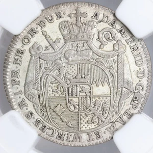 1779 German States Wurzburg, Adam Frederick AR Silver 3 Kreuzers NGC AU Detail - Picture 1 of 4