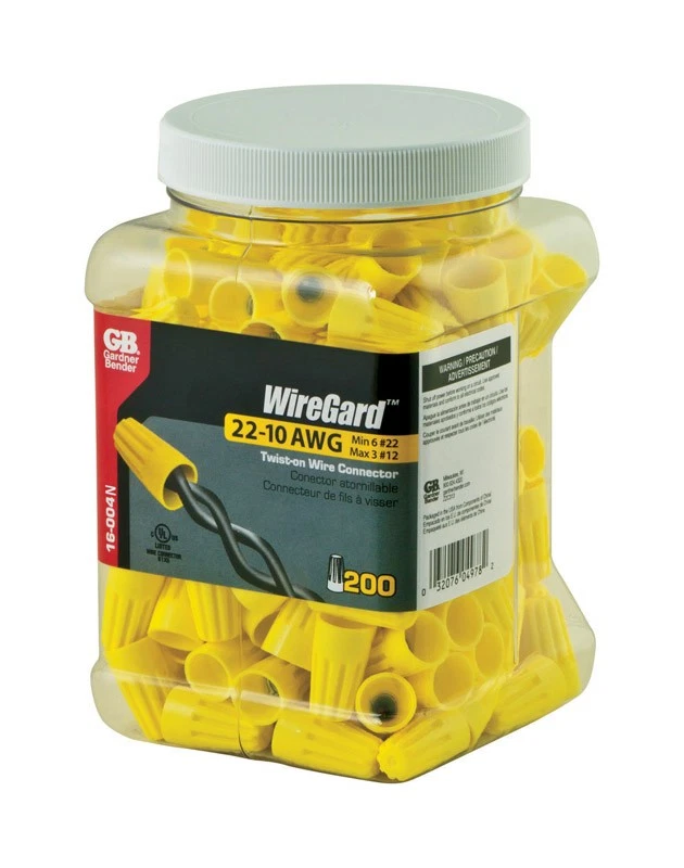 Conectores de fio de cobre Gardner Bender WireGard 18-10 Ga. amarelo 200 peças - Imagem 1 de 1