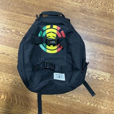 Bolso Mochila Element Skate Rojo Logo Rasta Colores  Foto 1 de 4