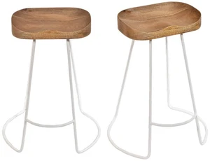 Saga 25 1/2" Natural Wood and White Counter Stools Set of 2 - Picture 1 of 1