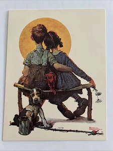 Leanin Tree Grußkarte Norman Rockwell Little Spooners mit Blick auf den Mond - Bild 1 von 9