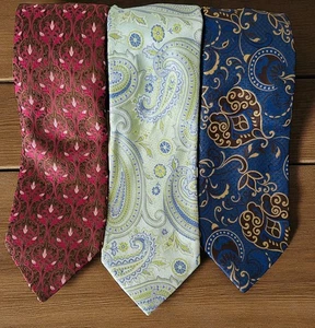 LOT OF 3 - SANTORELLI WOVEN 100% ITALIAN SILK NECK TIES 58.75" - Picture 1 of 7
