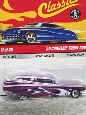 Hot Wheels Classics Serie 5 #17 1959 Cadillac Funny Car púrpura luna Foto 1 de 4