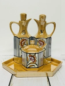 Juego de condimentos Art Deco Chikaramachi porcelana brillo aceite vinagre mostaza - Imagen 1 de 11