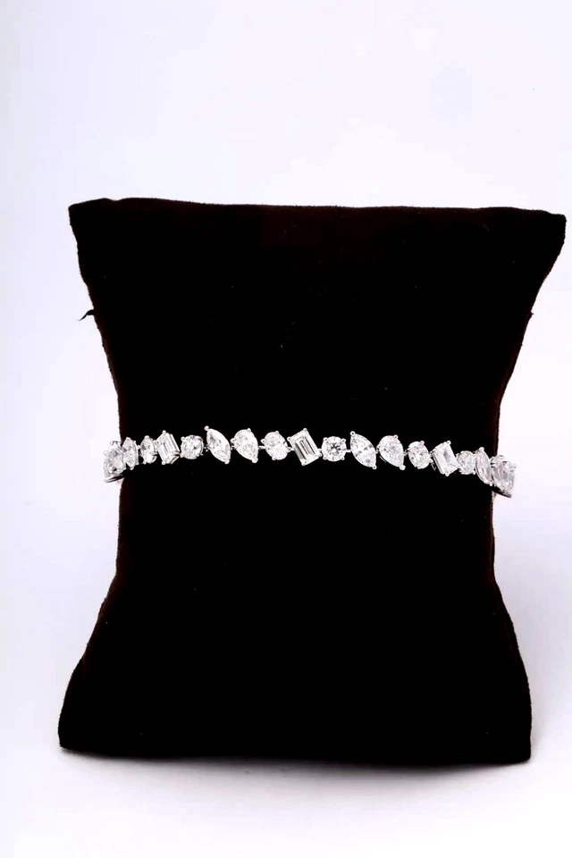 Multi Shape Lab-Created Diamond Tennis Bracelet 14k White Gold Over 6.00 Ct - Image 1 of 1