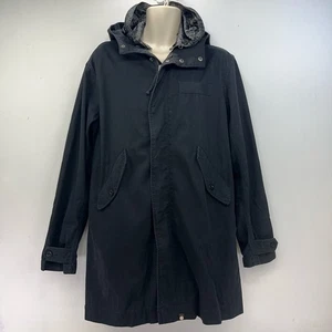Pretty Green Parka Jacket Men’s Medium Black Hooded Mod Terrence Casual - Picture 1 of 14
