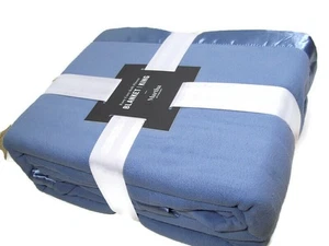 Martha Stewart Satin Binding Blue Fleece King Blanket Brand New - Picture 1 of 4