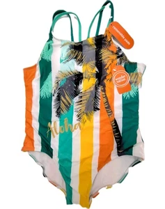 NWT Wonder Nation One Piece Swimsuit Size 18 XXL UPF 50+ Girls/Teen - Picture 1 of 7