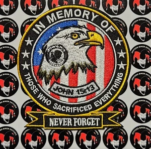 POW MIA In Memory Sacrificed Everything John 15 13 Adler bestickt Biker Patch - Bild 1 von 1