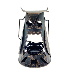 Lanterna gufo latta metallo vintage luce portacandele decorazione da collezione - Foto 1 di 12