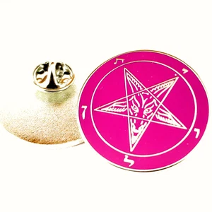 Church of Satan Sigil of Baphomet Lapel Pin - Pink goth punk occult alternative - Picture 1 of 2
